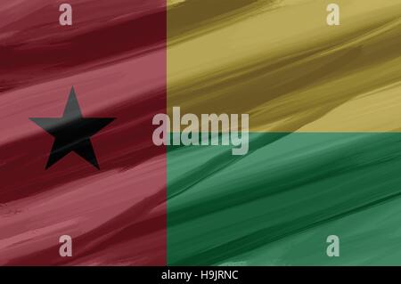 Guinea Bissau bemalt / gezeichnete Vektor Flagge. Dramatische, ungewöhnliche Optik. Vektor-Datei enthält Flagge und Textur-Layer Stock Vektor