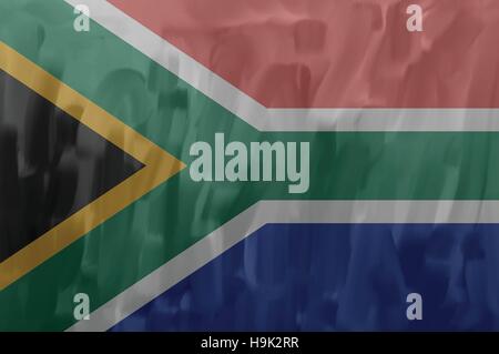 Südafrika-bemalt / gezeichnete Vektor-Flagge. Dramatische, ungewöhnliche Optik. Vektor-Datei enthält Flagge und Textur-Layer Stock Vektor