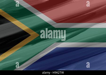 Südafrika-bemalt / gezeichnete Vektor-Flagge. Dramatische, ungewöhnliche Optik. Vektor-Datei enthält Flagge und Textur-Layer Stock Vektor