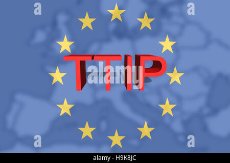 TTIP - Transatlantic Trade and Investment Partnership auf Euro Union Hintergrund Stockfoto