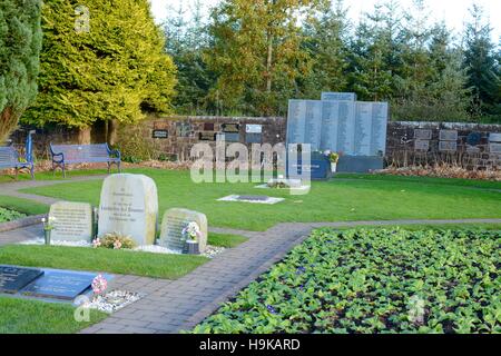 Der Garten der Erinnerung an die Flugzeugkatastrophe Lockerbie am 21. Dezember 1988, Lockerbie, Dumfries and Galloway, Schottland, UK Stockfoto