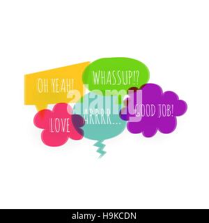 Bunte Rede Blase Symbole Glitch Textstil Stock Vektor