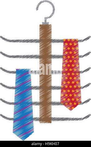 Haken-Kleidung mit Krawatte isolierten Symbol Stock Vektor