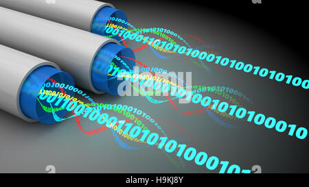 3D Darstellung der digitalen Daten in Faseroptik Stockfoto