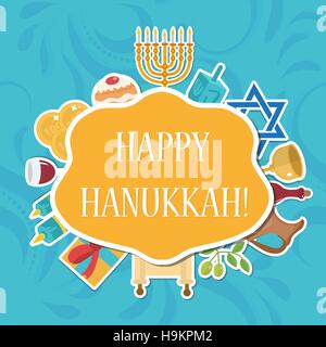 Glücklicher Hanukkah, Grußkarte, Einladung, Plakat.  Jüdische Lichterfest, festes Engagement.    mit Menorah. Vektor-illustration Stock Vektor