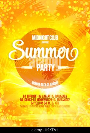 Sommerfest helle Poster auf Bokeh Kulisse, glücklichen Urlaub Karte. Stock Vektor