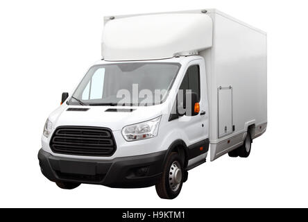 Modernen weißen Lieferwagen für den Transport von Gütern. Stockfoto