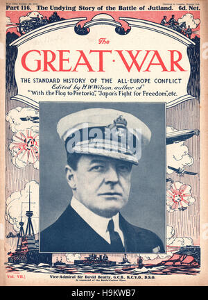 1916 die ersten Weltkrieg Titelseite Vizeadmiral Sir David Beatty Stockfoto