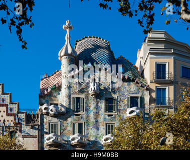 Barcelona, Spanien - Oct. 12 2011: Casa Batllo ist ein renommierter Gebäude im Zentrum von Barcelona und ist eines der Meisterwerke des Antoni Gaudí Stockfoto