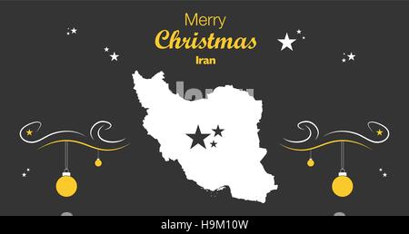 Frohe Weihnachten Abbildung Thema mit Landkarte von Iran Stock Vektor