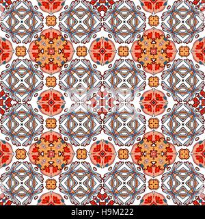 Dekorative farbenfrohe Musterdesign in Mosaik Ethno-Stil. Vektor-Hintergrund-illustration Stock Vektor