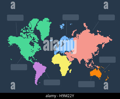 Welt Karte Illustration und Infografik-Design-Vorlage Stockfoto