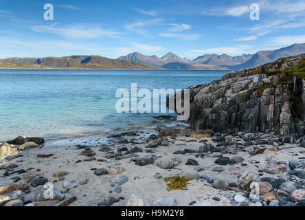 Beautiful Beach im Sommaroy Insel, Tromsø, Norwegen, Scandinavia Stockfoto