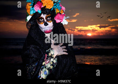 Mexiko, Riviera Nayarit, weibliche Skelett Figur als Symbol für die Feier des Todes am Dia de Los Muertos Stockfoto