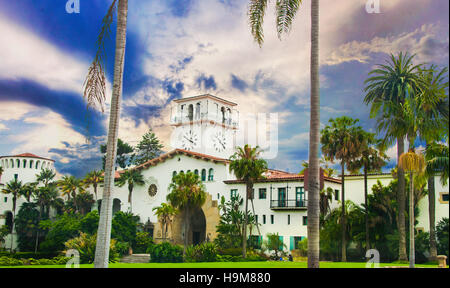 Historischen Gerichtsgebäude Eingang in Santa Barbara, Kalifornien. Stockfoto