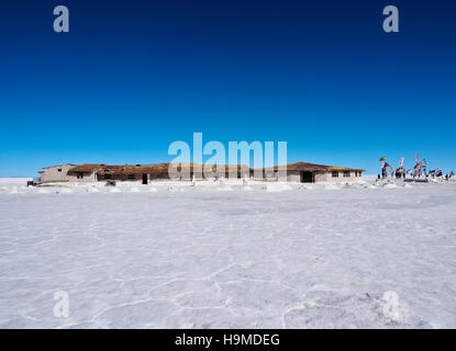 Bolivien Potosi Abteilung Daniel Campos Provinz-Ansicht des Hotel de Sal Playa Blanca das erste Salz Hotel am Salar de Uyuni. Stockfoto