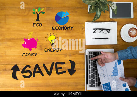 SPAREN Sie Energie und Umwelt und Investitionen Stockfoto