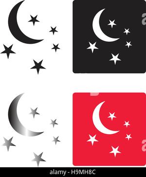 Sterne und Mond-Symbol flach Grafikdesign Stock Vektor