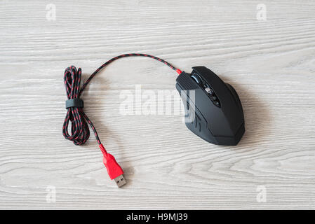 Draufsicht der schwarzen Computer-Maus Stockfoto