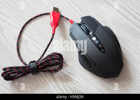 Draufsicht der schwarzen Computer-Maus Stockfoto