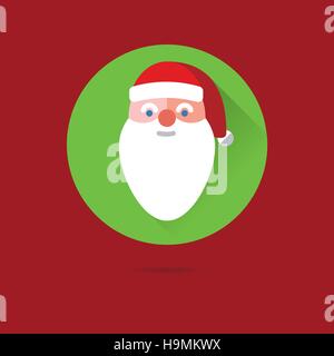 Santa Claus flache Bauweise lange Schatten Vektor icon Stock Vektor