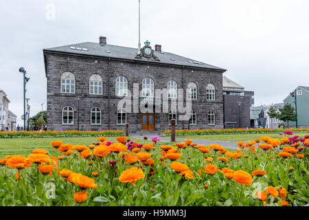 Reykjavik City, Hauptstadt, Island, Hafen, Parliament House, Stockfoto