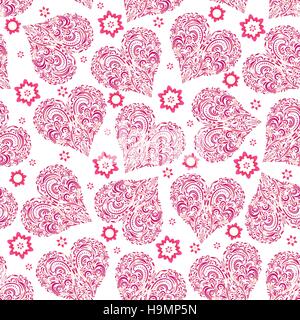 Nahtlose Muster, Valentine Hearts Stock Vektor