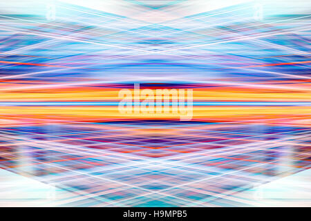 Dynamische Lichtstrahlen gelben und blauen Hintergrund Stockfoto