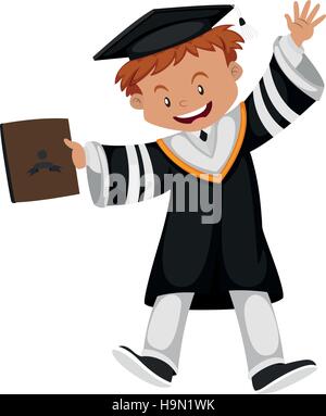 Mann in schwarzer Graduierung Kleid Abbildung Stock Vektor