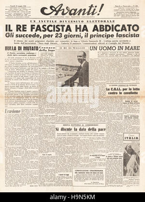 1946 wird Avanti Titelseite Umberto II König von Italien nach der Abdankung von Victor Emmanuel III Stockfoto