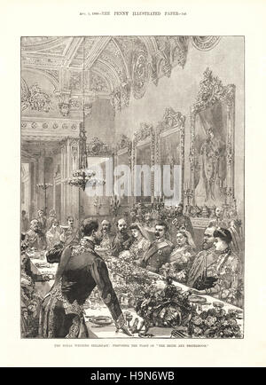 1889 Penny illustrierte Papier Seite 149 Hochzeitsfrühstück von Prinzessin Louise von Wales und der Duke of Fife an der Chapel Royal, Buckingham Palace Stockfoto