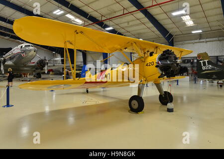 Ein Oldtimer-Flugzeuge in einem Museum in Galveston. Stockfoto