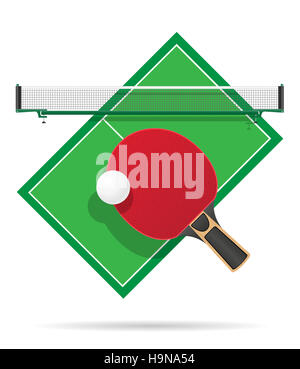 Ping Pong Tisch Abbildung isoliert auf weißem Hintergrund Stockfoto