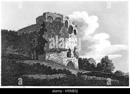 Eine Gravur der wieder Eingang von z Burg, South Wales mit hoher Auflösung aus einem Buch gescannt gedruckt im Jahre 1812. Stockfoto