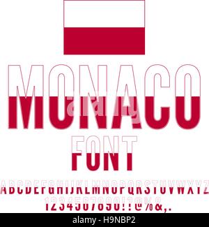 Monaco Fahne Schriftart Stock Vektor