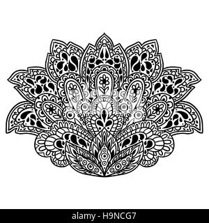 Indischen ethnischen Ornament. Hand gezeichnet Henna-Tattoo dekoratives element Stock Vektor