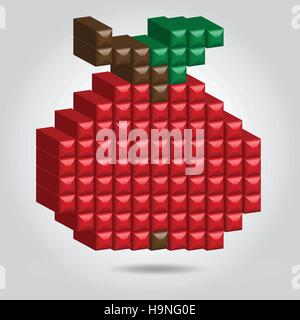 Red Apple in Pixel-Stil auf weißem Hintergrund Stock Vektor