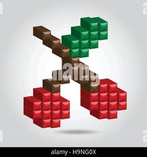 Abbildung 3d Pixel Kirsche - Vektor-Bild für Dwsign Stock Vektor