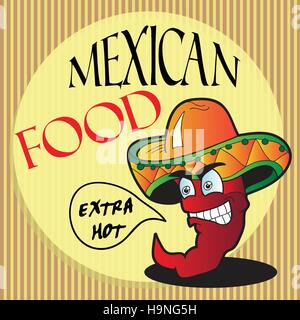 Mexikanische Paprika-Cartoon-Figur - Vektor-illustration Stock Vektor
