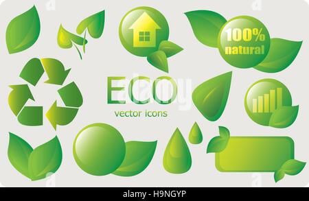 Sammlung von Ökologie-Schilder - set für design Stock Vektor