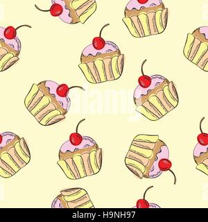 nahtlose Vektormuster mit Cupcakes - niedlich Hintergrund Stock Vektor