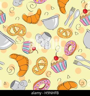 Essen nahtlose hand gezeichneten Hintergrund - Vektor-illustration Stock Vektor