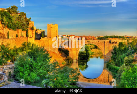 Die Alcantara Brücke in Toledo, Spanien Stockfoto