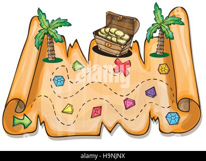 Spiel für Kinder - Schatztruhe Vektor-illustration Stock Vektor