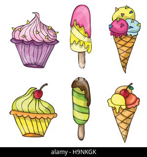 Satz von Vektor-bunte lecker isoliert Cartoon-Eis Stock Vektor
