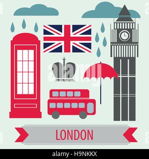 Poster mit London Symbole und Wahrzeichen - Vektor-illustration Stock Vektor