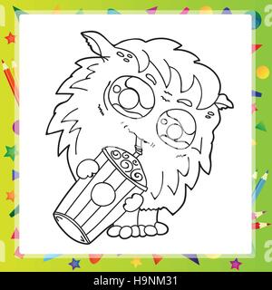 Schwarz / Weiß Cartoon Illustration der lustige Monster für Malbuch Stock Vektor