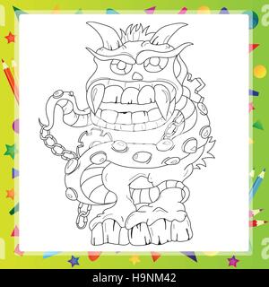 Coloring Book - Monster-Cartoon-Figur - Vektor-illustration Stock Vektor