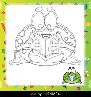 Illustration der Cartoon Frosch - Malbuch - Vektor Stock Vektor