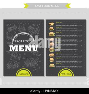 Vektor handgezeichneten Illustrationen mit Fast-Food - Restaurant-Menü Stock Vektor